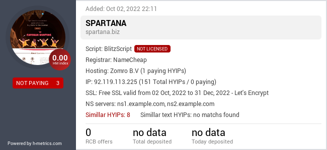 HYIPLogs.com widget for spartana.biz