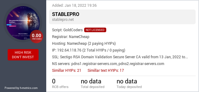 HYIPLogs.com widget for stablepro.net