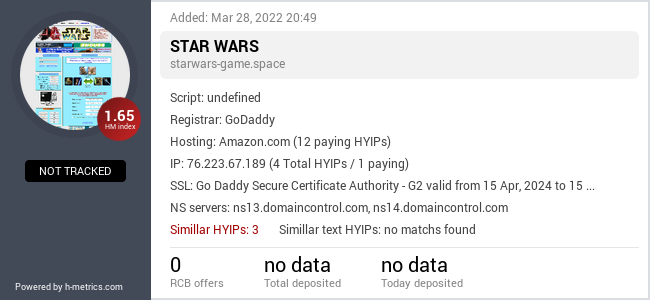 H-metrics.com widget for starwars-game.space