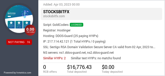 HYIPLogs.com widget for stocksbitfx.com