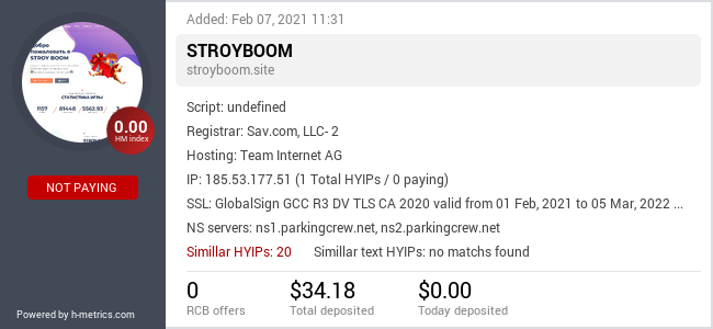 H-metrics.com widget for stroyboom.site