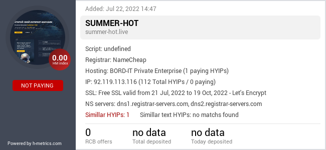 HYIPLogs.com widget for summer-hot.live