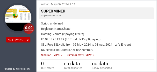 H-metrics.com widget for superminer.site