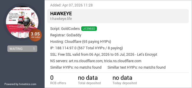 H-metrics.com widget for t-hawkeye.life
