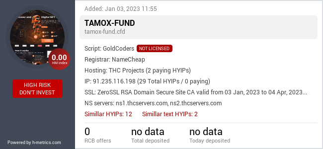 H-metrics.com widget for tamox-fund.cfd