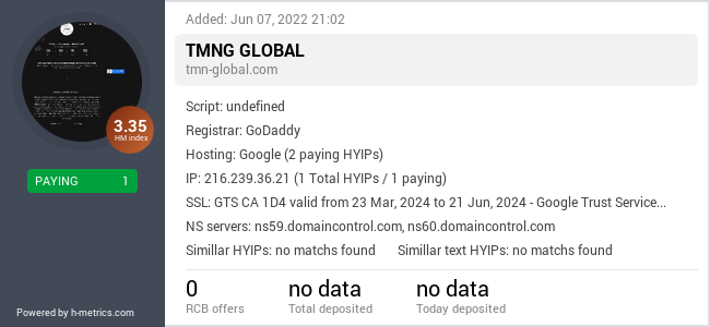 H-metrics.com widget for tmn-global.com