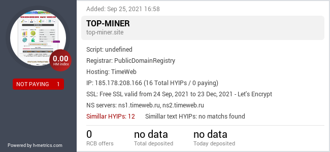 HYIPLogs.com widget for top-miner.site