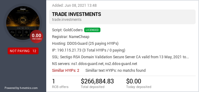 HYIPLogs.com widget for trade.investments