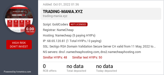 HYIPLogs.com widget for trading-mania.xyz
