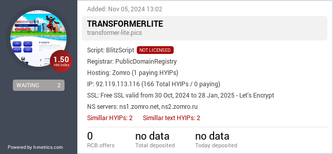 H-metrics.com widget for transformer-lite.pics
