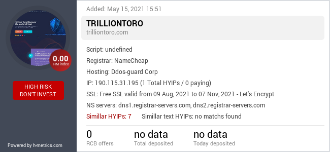 HYIPLogs.com widget for trilliontoro.com