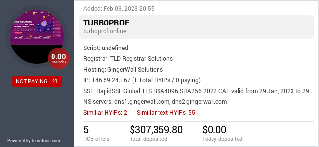H-metrics.com widget for turboprof.online