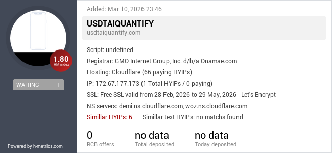 H-metrics.com widget for usdtaiquantify.com
