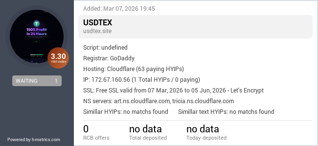 H-metrics.com widget for usdtex.site