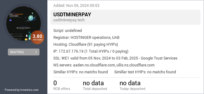 H-metrics.com widget for usdtminerpay.tech