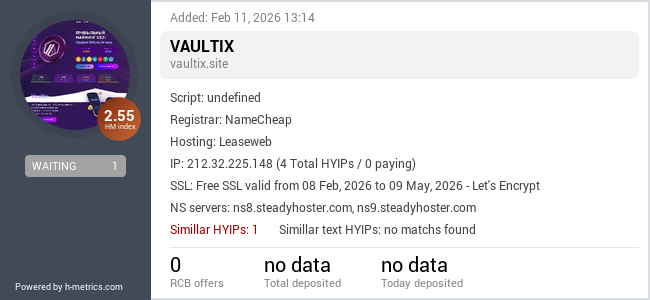 H-metrics.com widget for vaultix.site