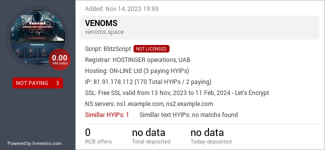 H-metrics.com widget for venoms.space