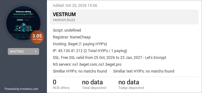 H-metrics.com widget for vestrum.buzz