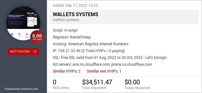 H-metrics.com widget for wallets.systems
