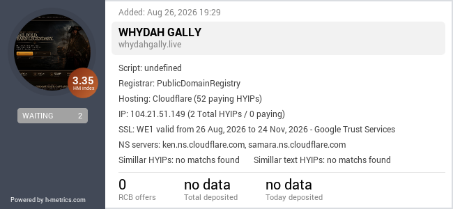 H-metrics.com widget for whydahgally.live