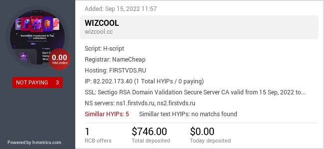 HYIPLogs.com widget for wizcool.cc