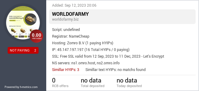 HYIPLogs.com widget for worldofarmy.biz