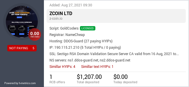 HYIPLogs.com widget for z-coin.io