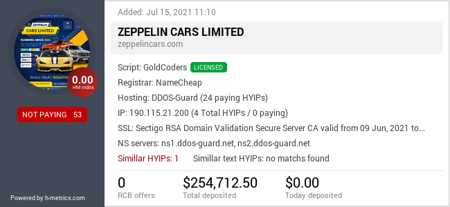 HYIPLogs.com widget for zeppelincars.com