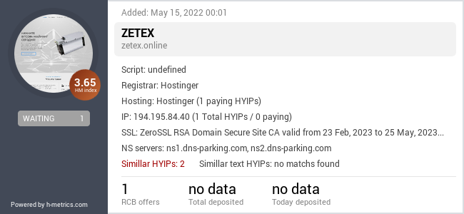 H-metrics.com widget for zetex.online