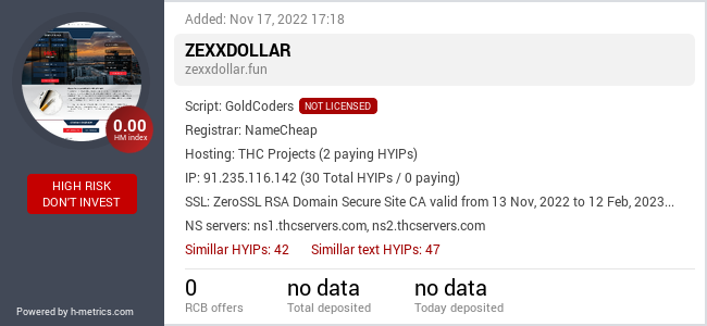 HYIPLogs.com widget for zexxdollar.fun