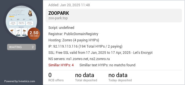 H-metrics.com widget for zoo-park.top