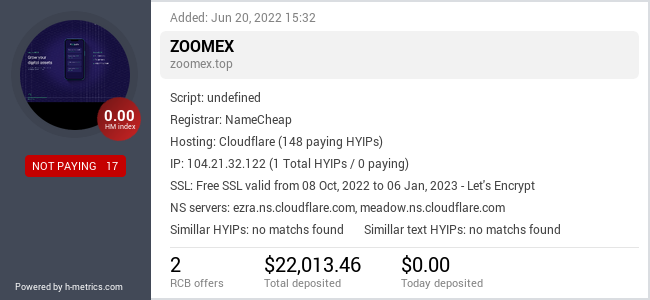 H-metrics.com widget for zoomex.top